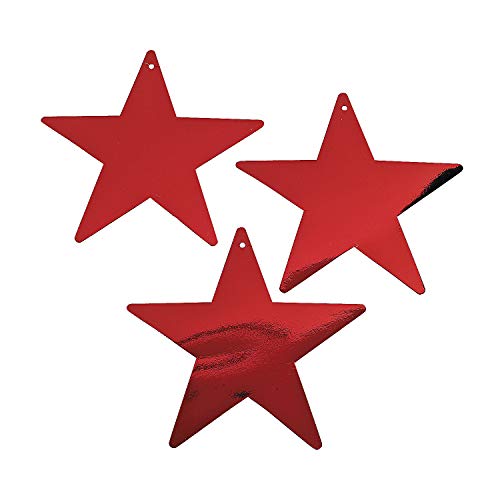 Vibrant Red Medium Cardboard Star Decorations - 9