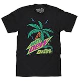 Tee Luv Men's MTN Dew Baja Blast Shirt - Tropical Mountain Dew Soda Graphic Tee, Black, XXL