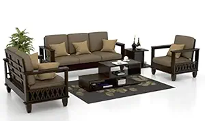 MP ENTERPRIESES Sheesham Wood 3+2+1 6 Seater Sofa Set for Living Room (Walnut Finish)