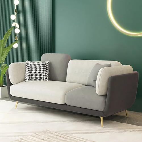 Image of Sixpine Luxury Dual Color Upholstery Sofa in Premium Velvet | Solid Wood Structure | Sturdy Golden Legs | High Density Foam | Extra Comfort for Modern Living Room (Dark Grey & Cream, 3 Seater)