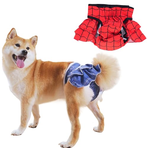 KUVEELA PET 犬用マナーパンツ メス サニタリーパンツ 犬用生理パンツ 犬用オムツカバー 女の子 通気性 吸水性良い 再利用可能(格子柄(レッド) XL)