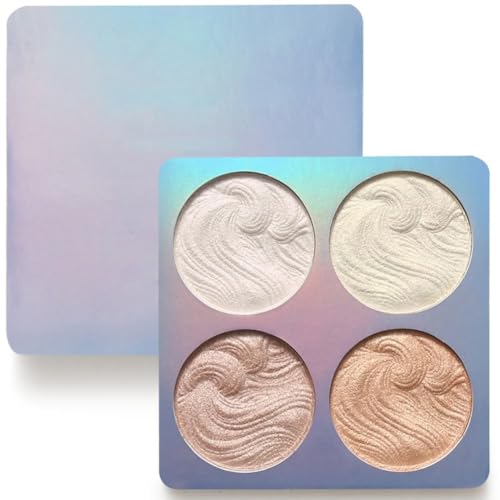 Weixinbuy Highlighter Poudre Palette Shimmer, Illuminateur de Teint Palette Maquillage Highlighter Pailleté Baked Powder, Éclat Brillant Waterproof à Longue...