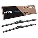 TRICO Solutions™ High Mileage 22 Inch & 21 Inch Pack of 2 High Performance Automotive Windshield Wiper Blade Replacement for Select Toyota, Jeep, Ford, Cadillac and Porsche Models (56-2221)