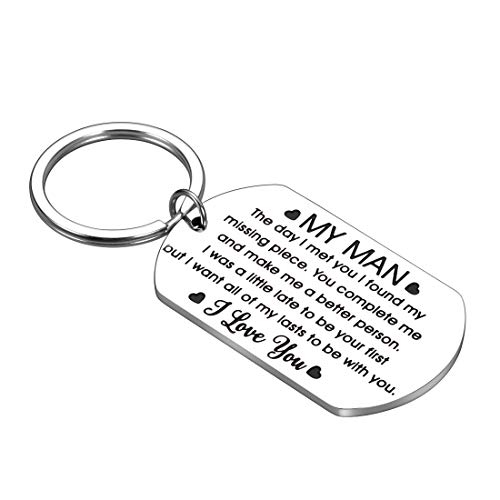 Men Gifts for Birthday Husband Boyfriend to My Man Keychain Anniversary Gifts for Him Unique Valentine Day Christmas Wedding Fiance Hubby Couple Gifts from Wife Girlfriend I Love You Key Chain Jewelry