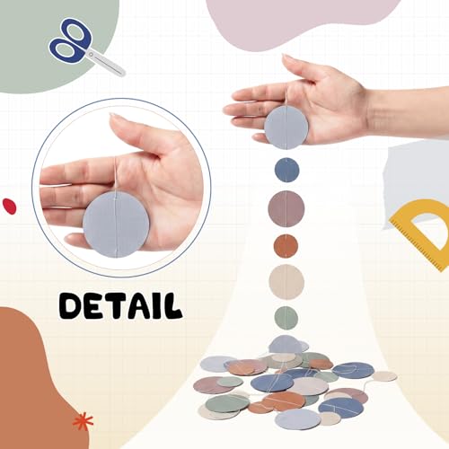 Image of Outus 5 Pieces Colorful Circle Garland Banner Hanging Paper Dot Decorations for Classroom, Birthday Party, Baby Shower, Wedding Backdrop & Photo Booth Graduation Decor (Boho Color)