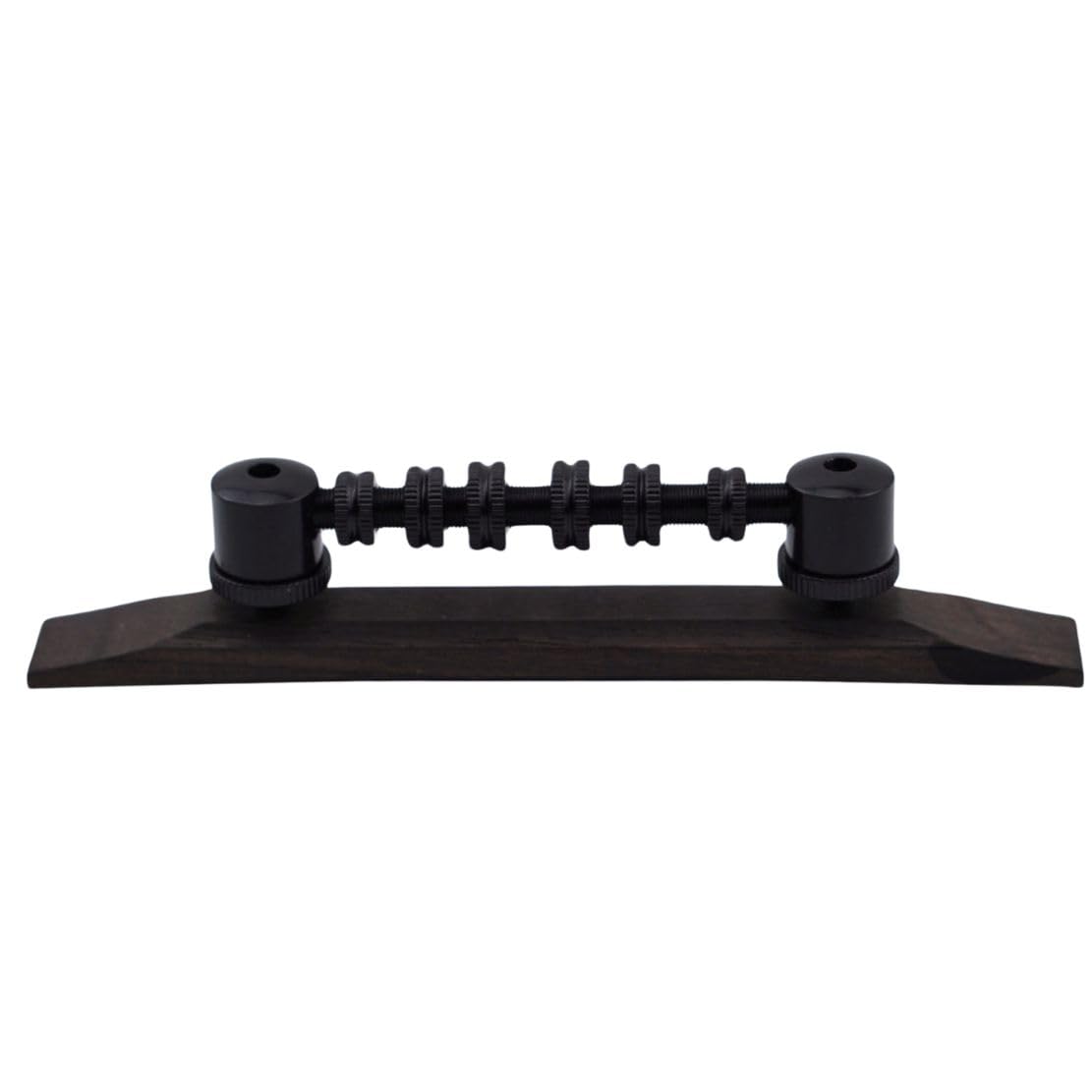 Puente de guitarra de jazz ajustable de acero inoxidable con control de espacio, base de madera de rosa, color negro y dorado, repuesto para guitarra eléctrica (negro)