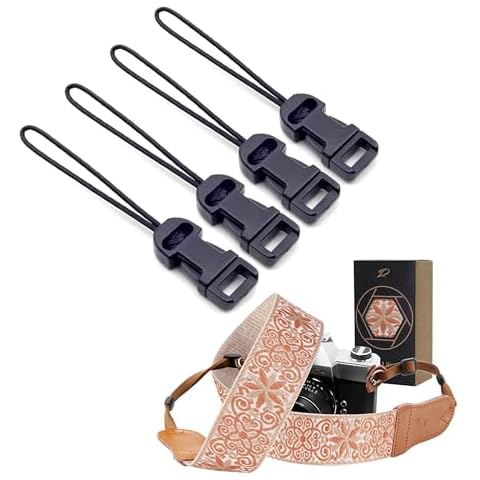 Padwa Lifestyle Vintage Embroidered Camera Strap and 4 Pcs Black Quick Release Camera Strap QD Loops Connector Adapter Cover