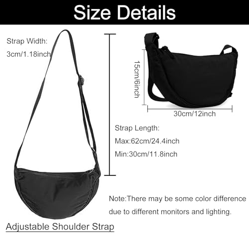 Crescent Bag for Women Men Small Nylon Crossbody Lightweight Shoulder Purse Travel Waist Bag4
