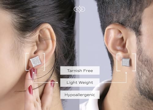 Dazzlingrock Collection 0.20 Carat (ctw) Round White Diamond 12.20mm Kite Shape Micro-pave Hip Hop Iced Out Studs in 925 Sterling Silver, Unisex Design Ladies, Mens Real Diamond Earrings2