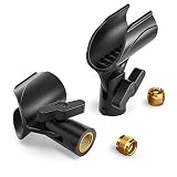 Mikrofon Klammer Moukey Universal Mikrofonklemme drehbar Mikrofon Clip mit 5/8 Zoll Stecker auf 3/8 Zoll Buchse Schraubenmutter Adapter für Wireless und Handheld Mikrofon(2 Stück)-MMc-6M2