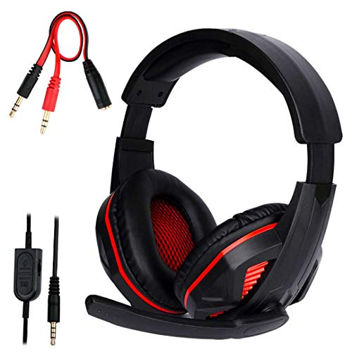 FNSHIP 3.5mm Port Wired Gaming Headset, Stereo Bass Noise Isolation Headphone with Mic