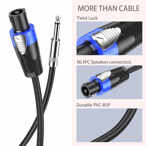 Miniatura 2 de Gctbl 15m 2pack Speakon A 1 4 Cables De Altavoz 6.35mm Ts Plug Wire Cable De Amplificador De Audio Para Dj Pa Altavoz
