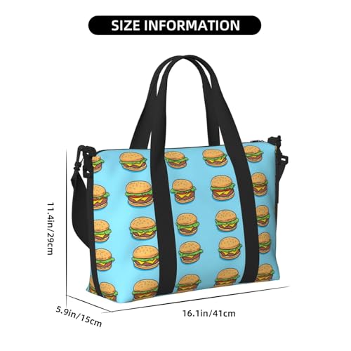 Laptop Tote Bag for Women Work - Beef Burger Blue Print Weekender Overnight Bags for Women Travel, Gym Duffle Bag for Men, Personal Item Crossbody Travel Bags for Men Carry On2