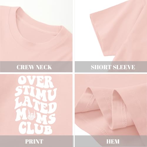Image of Yuyiify Oversized Tshirts for Women Mama Overstimulated Cool Moms Club Skeleton Shirt Funny Mom Graphic Tees Top