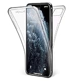 for iPhone 11 Pro Max Full Body Case Ultra Slim Transparent Clear TPU Silicone 2 in 1 Shockproof Cover 360° Front and Back Full Body TPU Rubber Gel Touch Phone Case Cover for