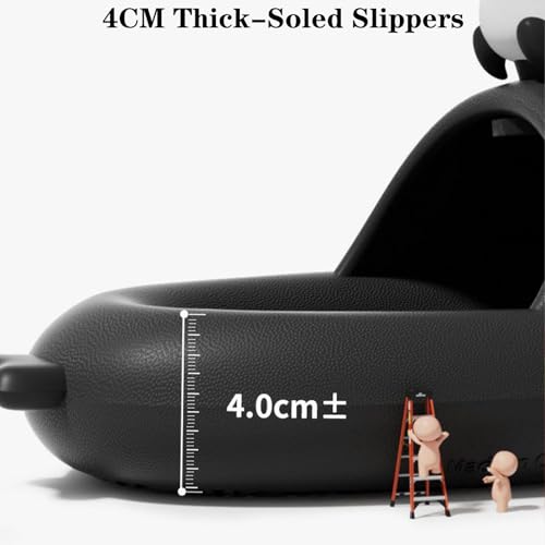Panda Shark Slides, Cloud Sharky Original Shark Slides Anti-Slip House Slippers Beach Shoes Casual Shark Sandals for Women Men (Dark Gray,5.5-6 Women/4-4.5 Men)4