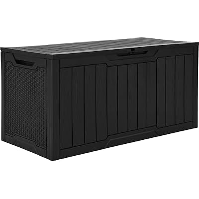 YITAHOME 100 Gallon Outdoor Storage Box, Large Water Resistant Resin Deck Box, Indoor Outdoor Lockable Storage Container for Patio, Garden, Cushions, Tools, Equipment (Black)