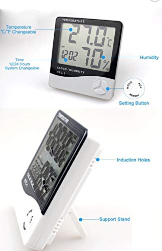 Image of Supremo Aldo Indoor Digital Humidity Meter Hygrometer Thermometer with Large LCD Display Temperature (HTC-1) weather temperature meter