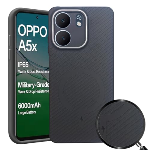 Image of LIRAMARK Rugged Carbon Fibre TPU Armor Silicone Back Cover Case for Oppo A5X 5G