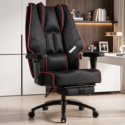 Image of DROGO Majestic Ergonomic Office Chair for Work & Home 400LBS | Big and Tall Boss Chair for Office with High Cushion, Lumbar Support, Padded Armrest, 135 Recline & Footrest,1 Yr Warranty (Black&Red)