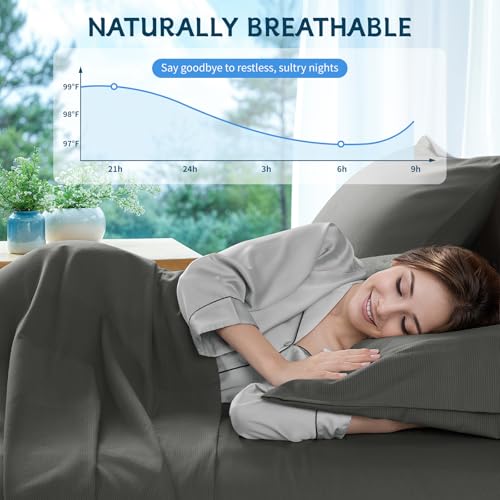 image for Shilucheng 100% Cotton Sheets Queen Size 4pcs - Ultra Breathable & Coo