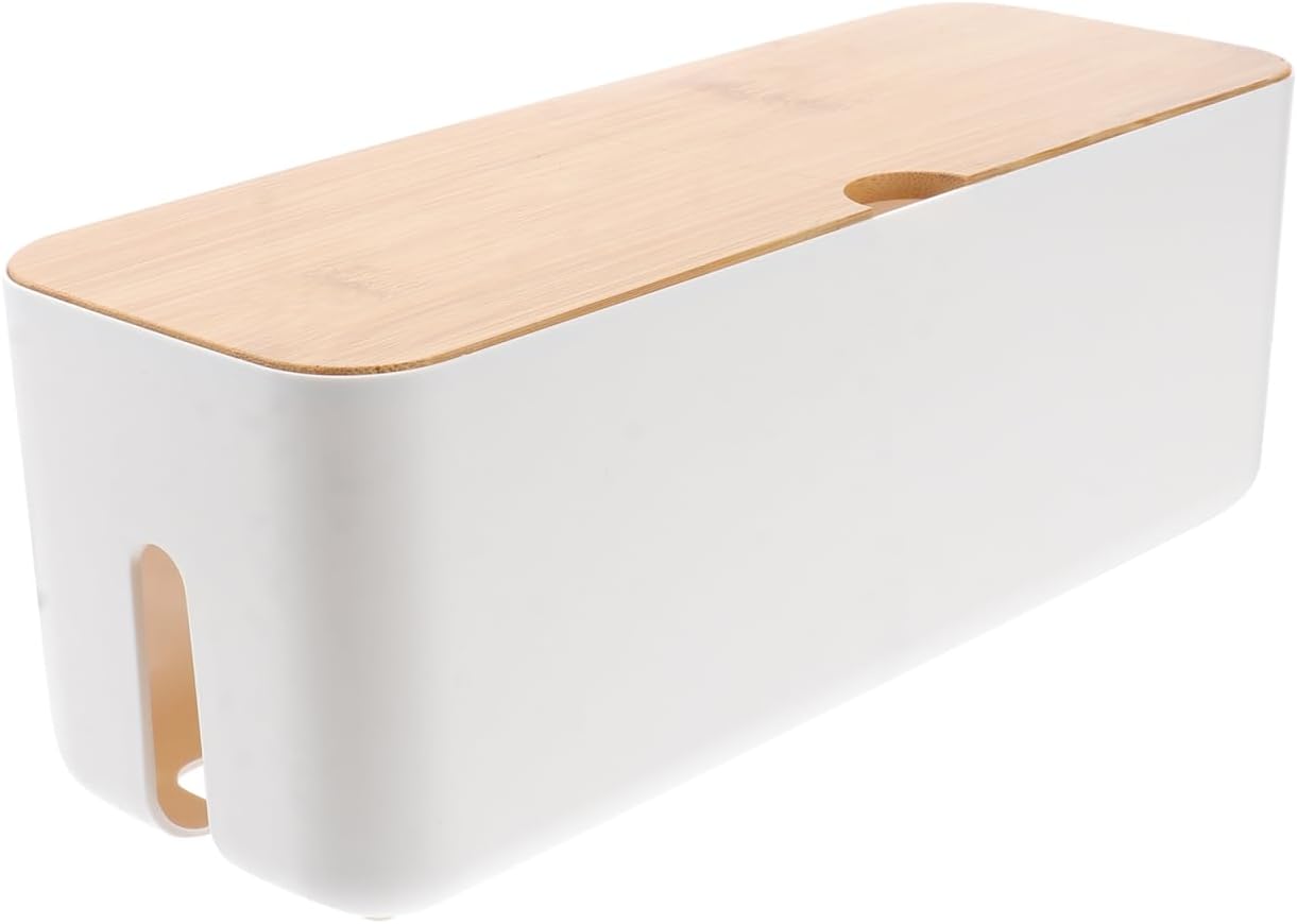 Cable Management Box with Cover 11.81 Inch Power Strip Storage Organizer Cord Hider Box Household Wire Storage Container for Home and Office Use