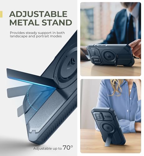 Image of Dexnor for iPhone 16 Case with Slide Camera Cover & Adjustable Kickstand & Built-in Screen Protector,Compatible Wireless Charging Shockproof Bumper Cases Heavy-duty Magnetic Protective Cover,Navy Blue