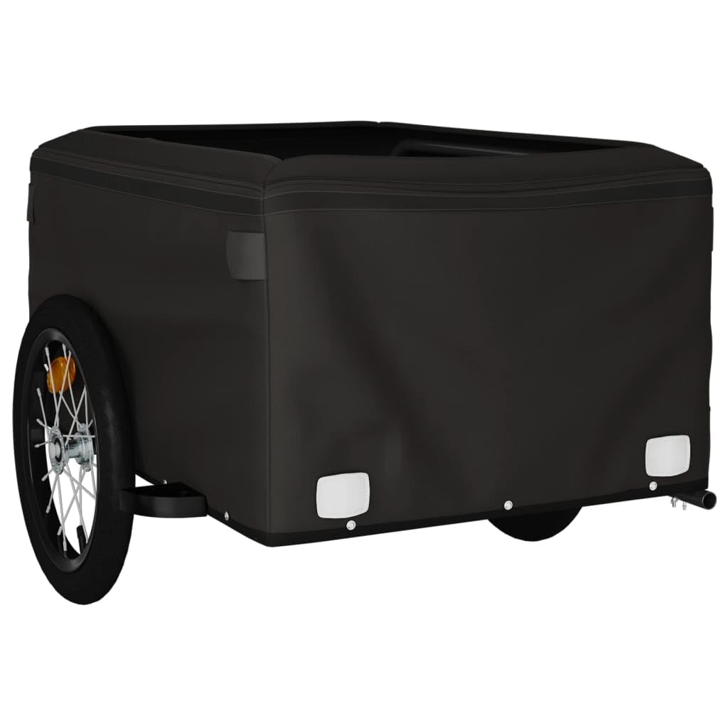 Fahrradanhänger Schwarz 45 kg Eisen, Fahrrad-Lastenanhänger, Fahrrad-Großlastwagenanhänger, Fahrrad-Lastenwagen, Fahrrad-Lastenwagen, Radfahren, Camping, Gepäckaufbewahrung, Träger, Transport, Typ2