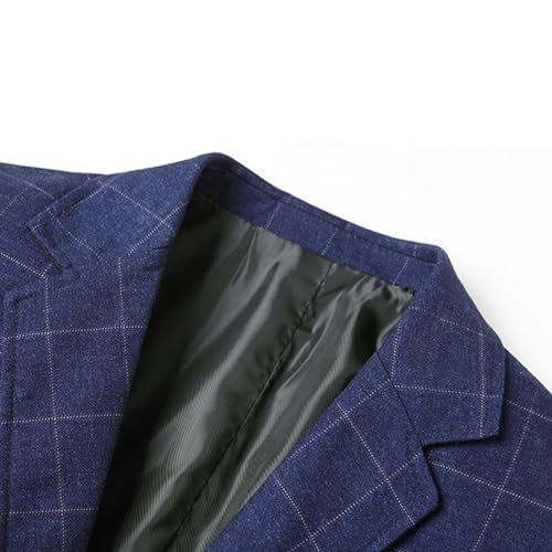 Mens Casual Plaid Blazer Coat Slim Fit Lightweight Sport Jacket Two Button Business Lightweight Suit Jacket3