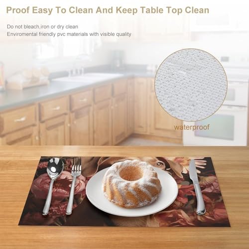 Set de table pour chien lavable et imperméable en PVC marron x6 - 5