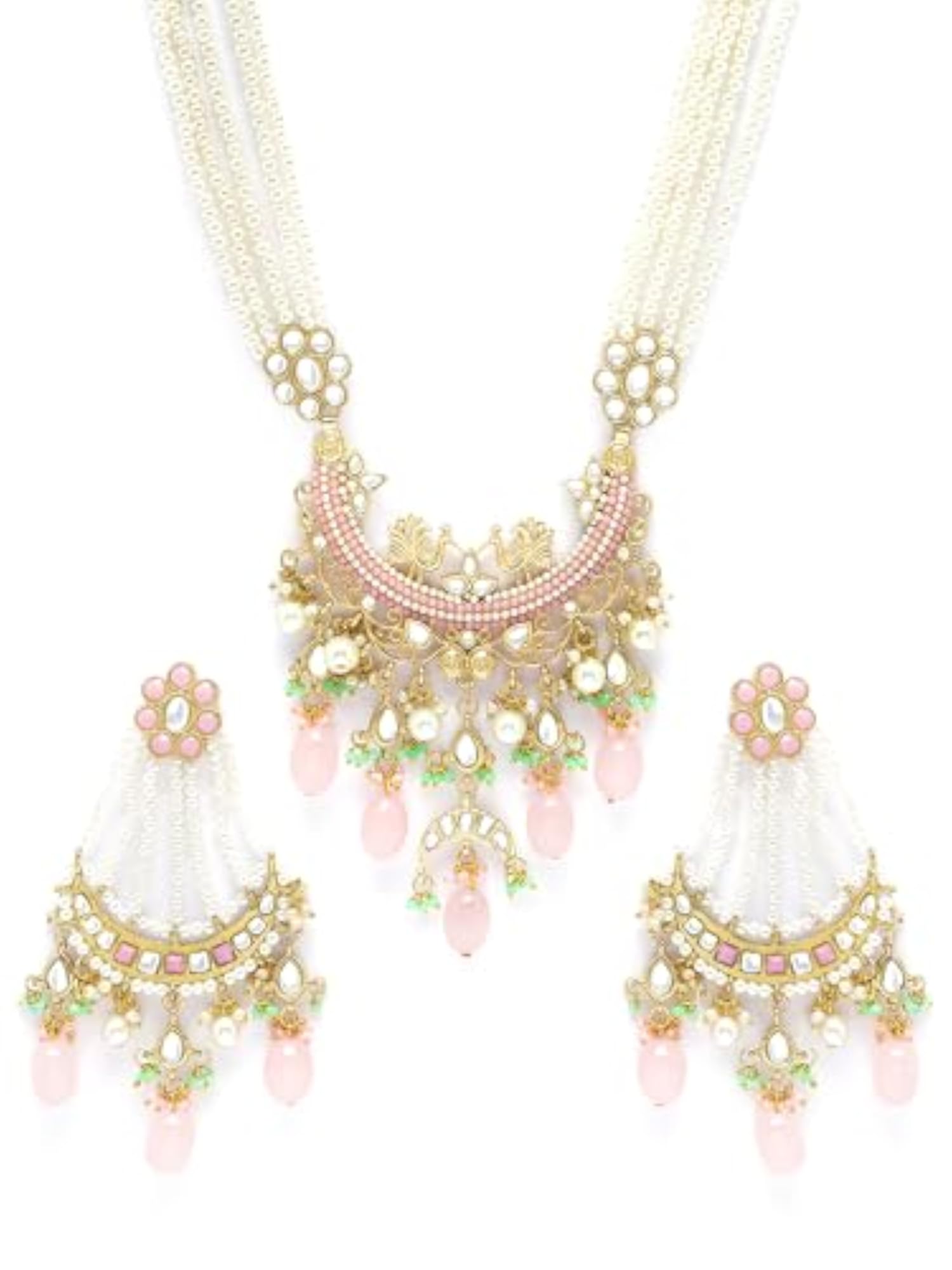 Plated Tumble Kundan Rani Haar Necklace Set