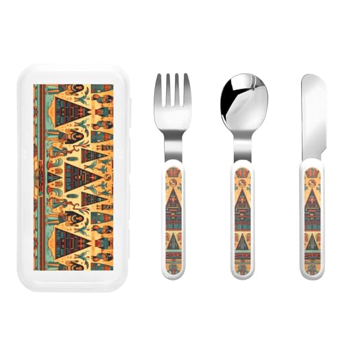 WZYCWB Juego de vajilla de 3 piezas con papel pintado, cuchillo de viaje, tenedor y cuchara