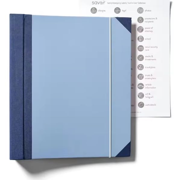 Pockets 2024 Folio Document Organizer, Important Document Binder, Safeguard Documents, Blue