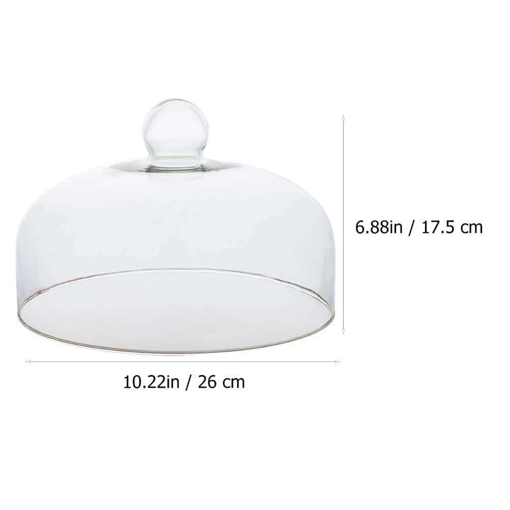 Szklana kopuła na ciasto okrągła przezroczysta kopuła Cloche pokrywa wystawowa na ciasto szklana pokrywa patelni do ciasta pokrywka talerza na żywność przezroczysta pokrywa na ciasta desery 26CM/761