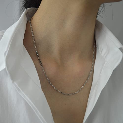 2MM Stainless Steel Necklace - Thin Cable Chain for Women & Men, Silver Chains for Pendant Addition or Alone - 16-30 Inch Available3