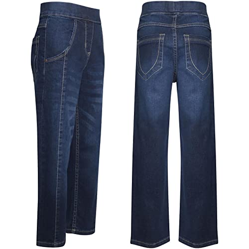Kids Girls Relaxed Straight Fit Boot Cut Dark Blue Baggy Jeans Elastic Waist Stretch Pants Flared Jeans Straight Leg Trousers3