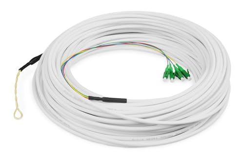 DIGITUS FTTH Drop Cable - monomode - OS2-4 fibres - 4 connecteurs LC/APC - flexion optimisée G.657A2 - LSZH - 50 m de longueur de câble - Câble fibre...