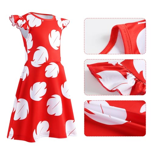 Hawaiian Little Girls Costume Dress with Luau Flower Leis Accessories Flower Hair Clip Toddler Halloween Party Cosplay Outfit2