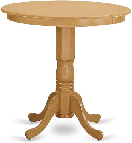 Miniatura 2 de East West Furniture JAPB3-OAK-C - Juego de pub de 3 piezas de altura de mostrador contiene una mesa de comedor redonda con pedestal y 2 sillas