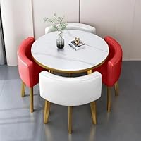 Modernes Esstisch-Set Mit 4 Stühlen - Runder Marmortisch Für Küche & Wohnzimmer