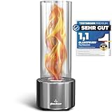 Glanzfeuer Bioethanol Tischkamin Outdoor & Indoor Bioethanol - Extra lange Brenndauer mit Wirbelflamme - Tischfeuer Deko - Tisch Kamin Feuer Feuersäule - Garten & Deko Geschenk