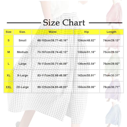 Capri Pants for Women Wide Leg Culottes Gingham Casual Summer Elastic Waist Plaid Palazzo Trousers Bottoms with Pockets3