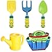 MONODEAL Noel Ensemble d'outils de Jardin, 5 Pièces Jouet de Jardin Enfants avec Arrosoir, Pelle, Sac, Râteau, Outils de Jardin Kit Cadeau Noël pour Enfants