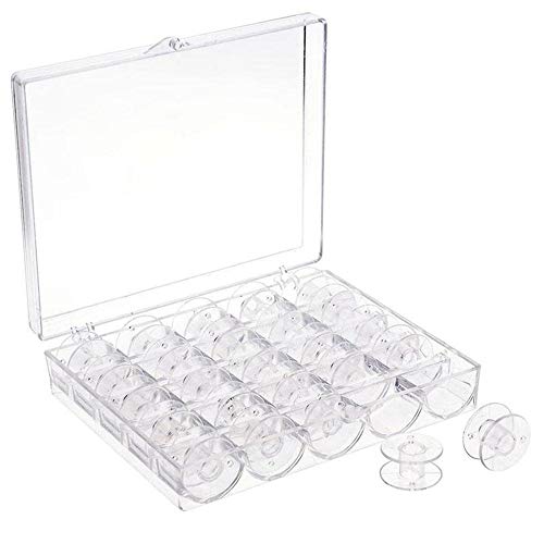 25 Pièces Bobines de Machine à Coudre, Eizur Bobines en plastique pour Singer Brother Bermina Pfaff Janome Toyota Elna Chanteur avec étui de rangement - Transparent et universel
