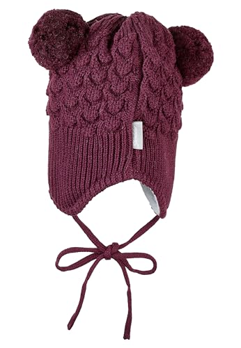 Bonnet à pompon rose Sterntaler en maille structurée pour bébé