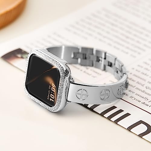 Image of Missair Compatible with Apple Watch Band 38mm 40mm 41mm 42mm 44mm 45mm 46mm 49mm, Stainless Steel Metal Strap Women Dressy Bracelet Wristband for iWatch Series 11 10 9 8 7 6 5 4 3 2 1 SE Ultra