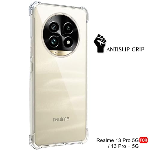 Image of TheGiftKart Crystal Clear Back Cover Case for Realme 13 Pro / 13 Pro Plus 5G | Shockproof Soft TPU Case | Cushioned Edges for Ultimate Protection Back Cover Case (TPU, Transparent)