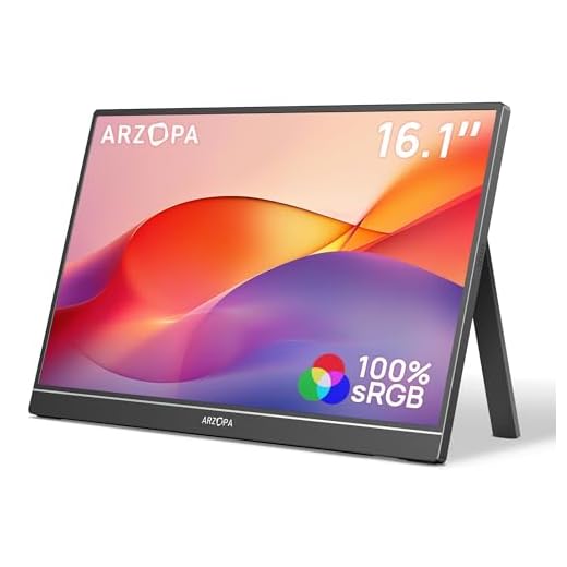 ARZOPA 16,1" Monitor portátil, 1920 × 1080 FHD IPS, monitor portátil com uma única haste, suporte HDMI/Type-C/USB-C, de proteção ocular, para computador portátil/PC/Mac/PS3/4/5/Xbox