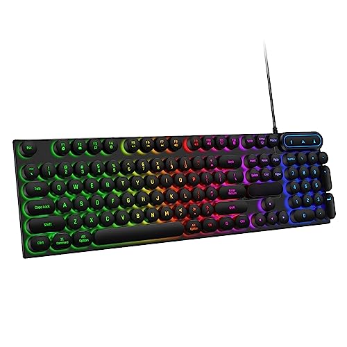 ciciglow Punk White Mechanical Gaming Keyboard, 104 Keys, USB Wired,