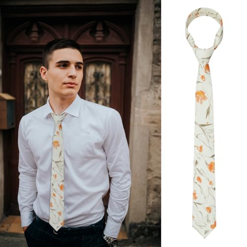 Image of Luckyvestir Mens Tie, Floral Neck Tie, Skinny Ties for Men 2.56'', Flower Printed Cotton Neck tie for Wedding Business Groom